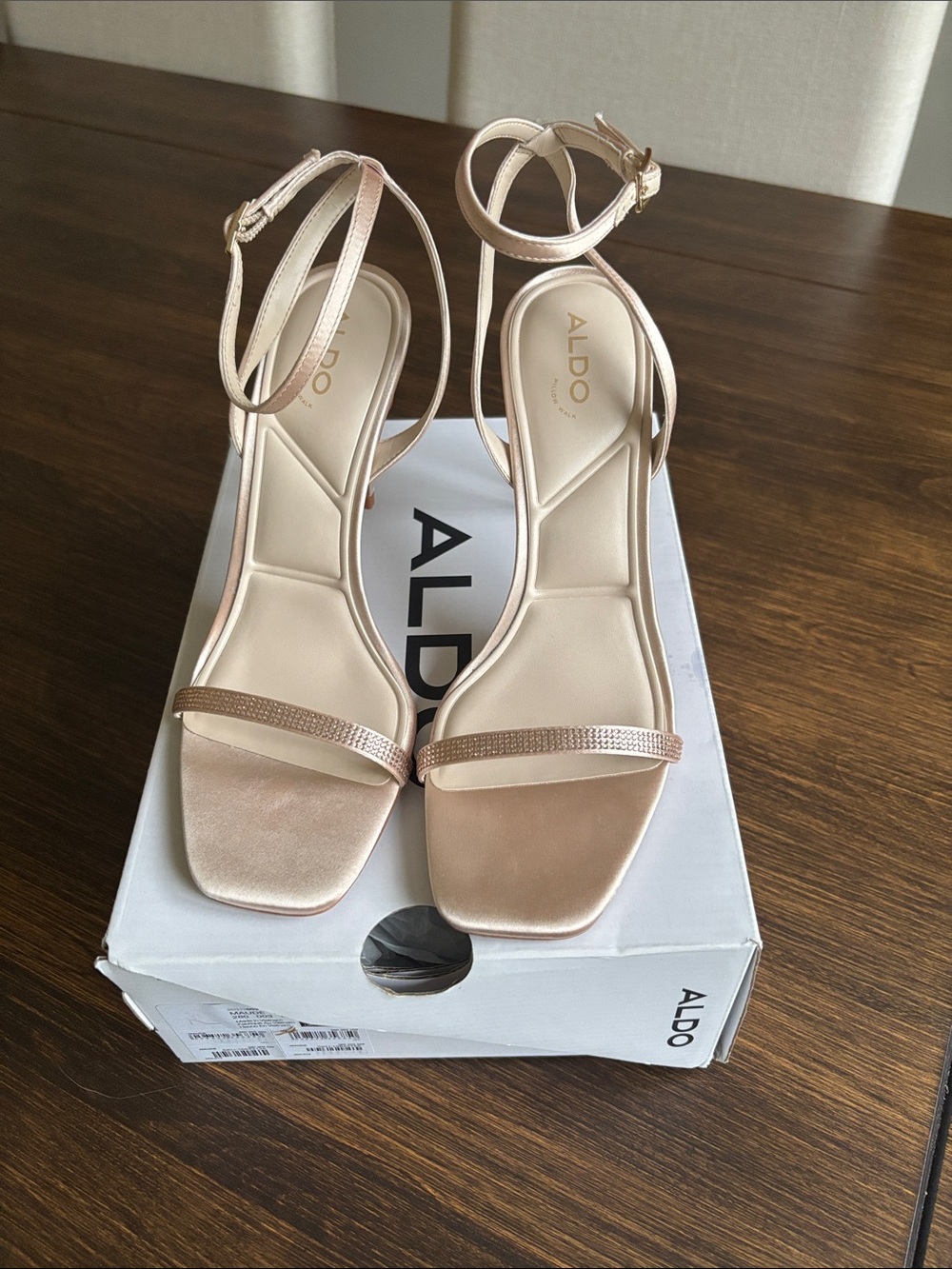 ALDO Rose Gold Ankle-Strap Heeled Sandals